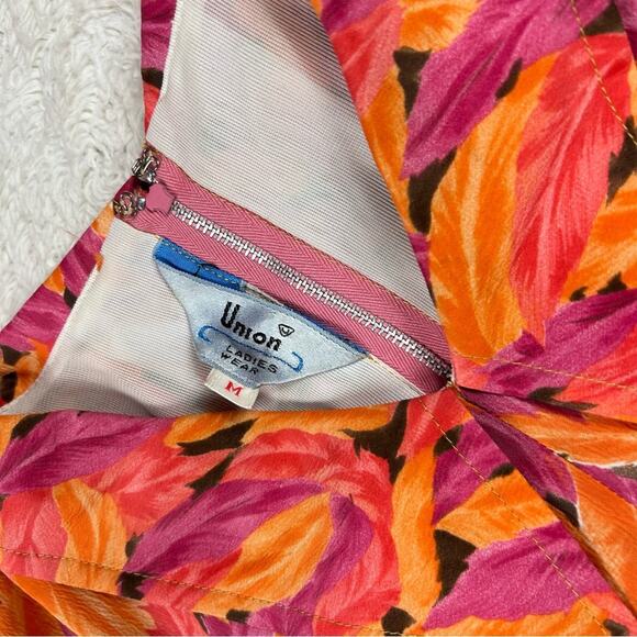 Union Ladies Wear Mod Retro feather print a line mini dress, size med - Picture 7 of 7